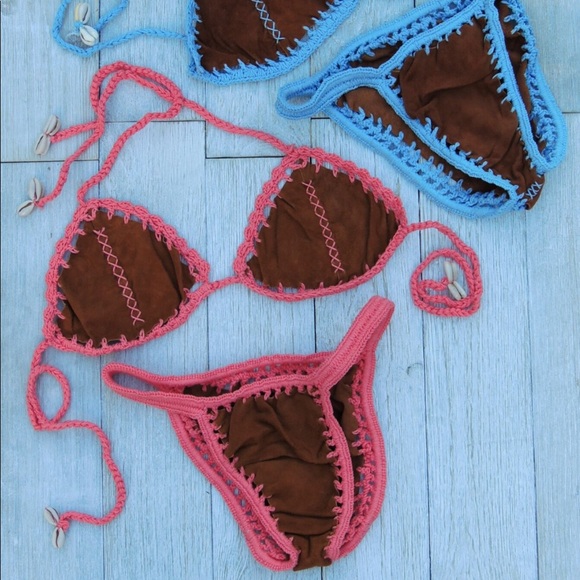 Suede Leather bikinis (set 2 bikinis- 4pcs) - Picture 4 of 6